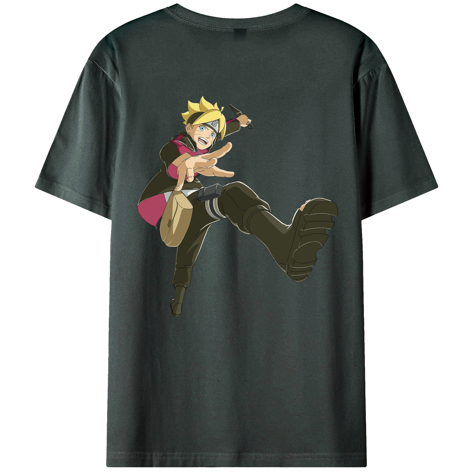 （画像用） NARUTO -ナルト- うずまき ボルト Uzumaki Boruto 綿100％ メンズ半袖Tシャツ（バックプリント） 通気性